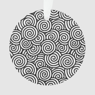 Ornamento Padrão de espiral japonês - branco e preto
