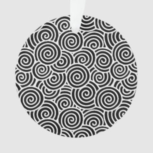Ornamento Padrão de espiral japonês - branco e preto
