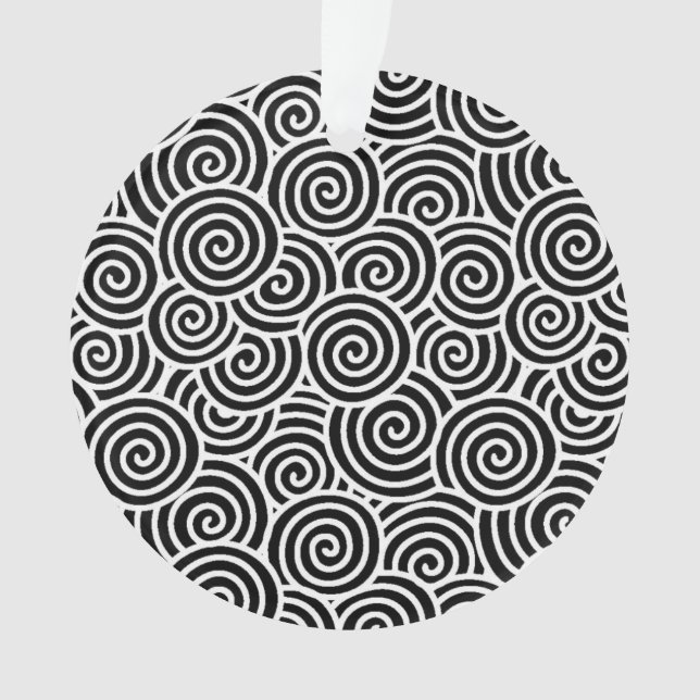 Ornamento Padrão de espiral japonês - branco e preto (Frente)