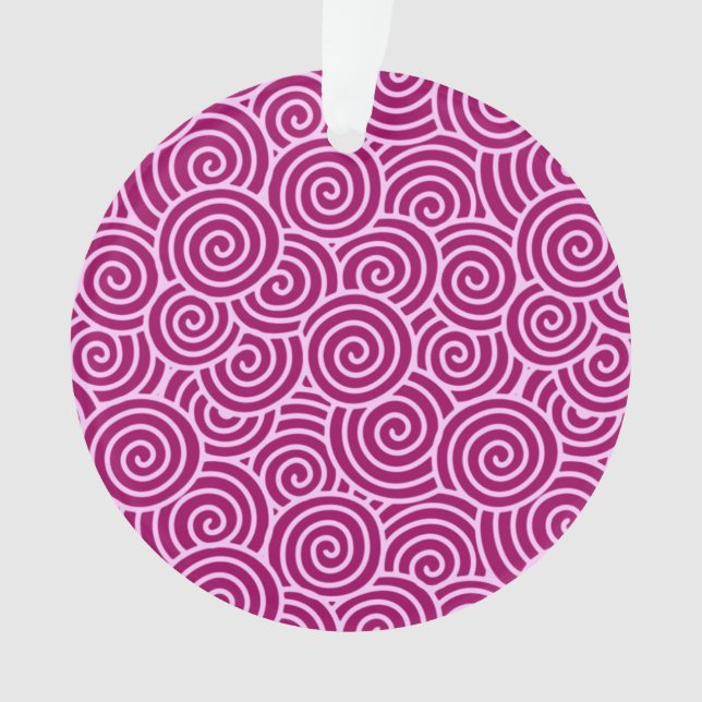 Ornamento Padrão de espiral japonês - burgundy e rosa pálido (Frente)