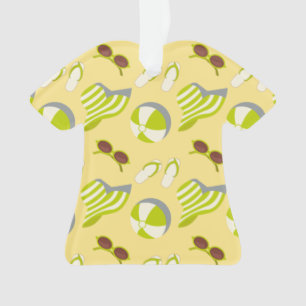 Ornamento Padrão de férias em praia com óculos de sol e chap