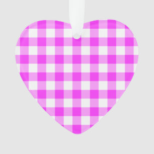 Ornamento Padrão de Gingham Cor-de-Rosa e Branco