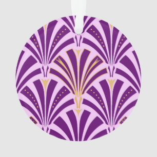 Ornamento padrão de leque Art Deco - roxo e orquídea