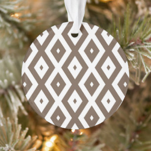 Ornamento Padrão de losango branco e castanho de taupe