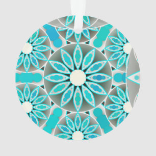 Ornamento Padrão de mandala, tartaruga, cinza de prata e br