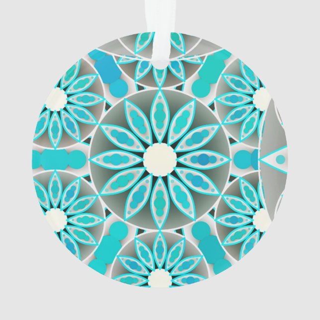 Ornamento Padrão de mandala, tartaruga, cinza de prata e bra (Verso)