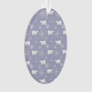 Ornamento Padrão de Natal com ursos polares e flocos de neve