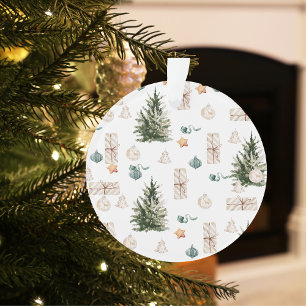 Ornamento Padrão de Natal Trendy   Watercolor