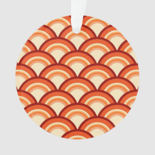 Ornamento Padrão de onda Art Deco - laranja tangerina