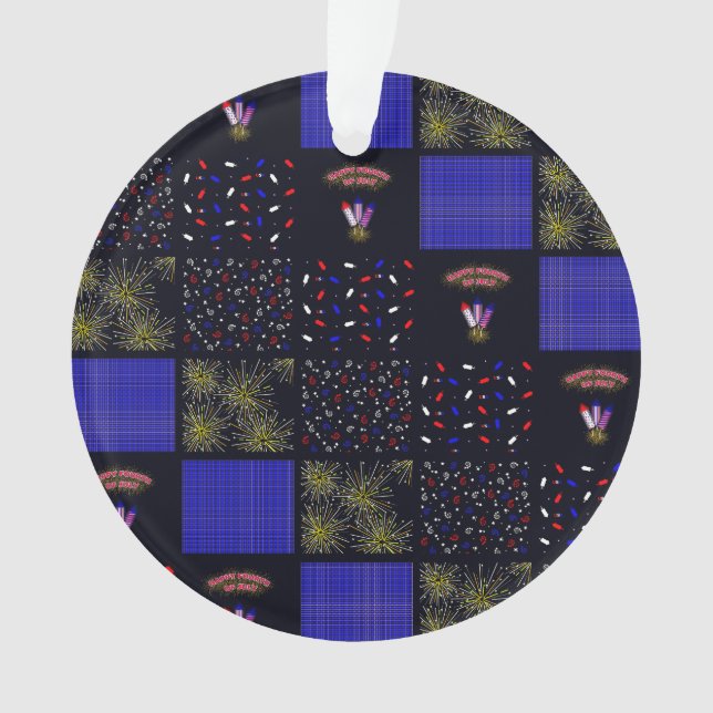 Ornamento Padrão de patch do quarto de julho - 4 de julho (Frente)