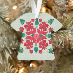 Ornamento Padrão de Quilt de Natal do Havaí Hibiscus
