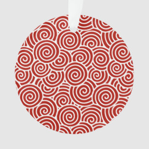 Ornamento Padrão de redemoinho japonês - vermelho profundo e