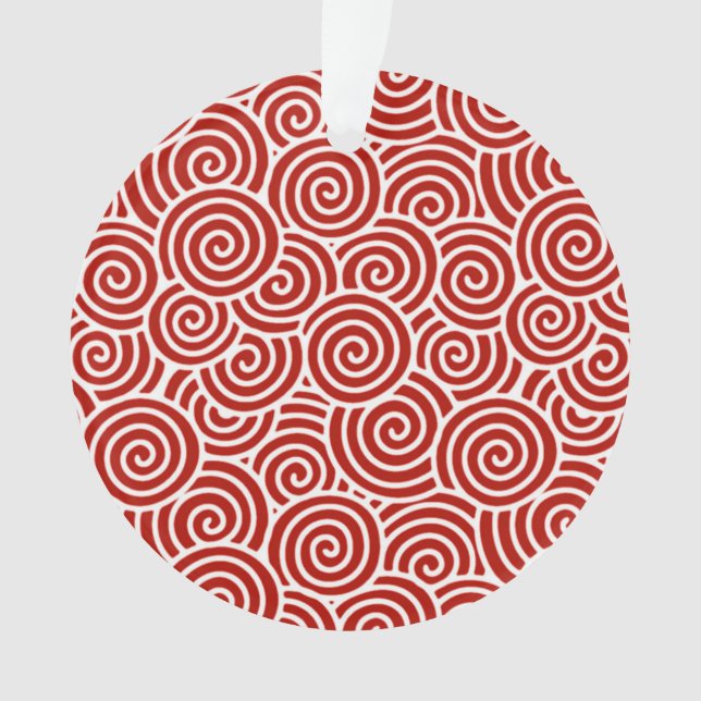 Ornamento Padrão de redemoinho japonês - vermelho profundo e (Frente)
