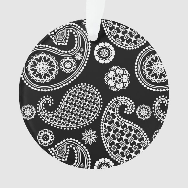 Ornamento Padrão de salsa, preto e branco (Frente)