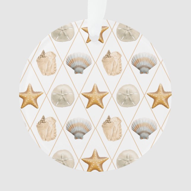 Ornamento Padrão de Seashell de Decor Costeiro (Frente)
