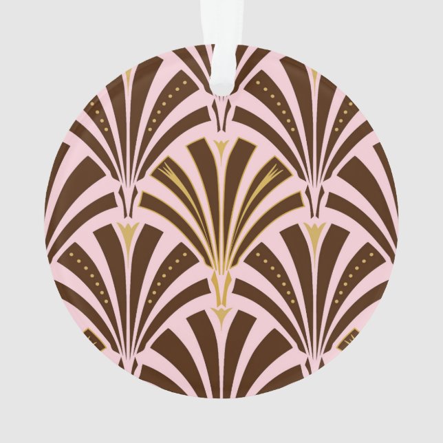 Ornamento Padrão de ventoinha Art Deco - chocolate a rosa (Verso)