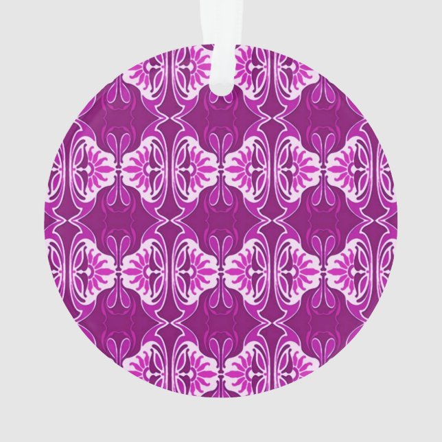 Ornamento Padrão de wallpaper Art Deco - roxo e branco (Verso)