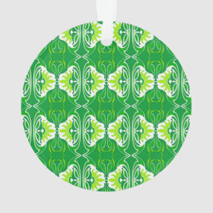 Ornamento Padrão de wallpaper Art Deco - verde e branco