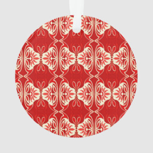 Ornamento Padrão de wallpaper Art Deco - vermelho e branco
