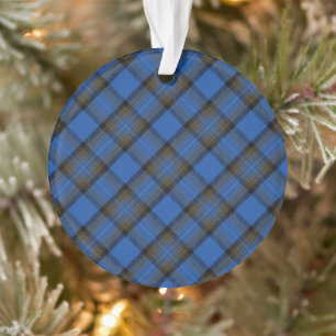 Ornamento Padrão de Xadrez de Skye Blue Tartan