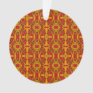 Ornamento Padrão Desenhado à Mão Laranja e Vermelho
