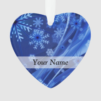 Ornamento Padrão digital de floco de neve azul
