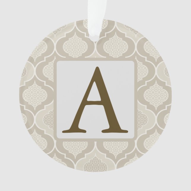 Ornamento Padrão Elegante de Trellis marroquina em tons neut (Frente)