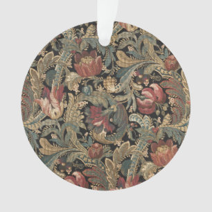 Ornamento Padrão Floral Botânico Vintage Sombrio e Mal-humor