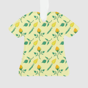 Ornamento Padrão floral com rosa amarela e flores tulipas