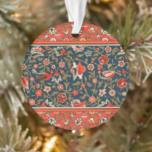Ornamento Padrão Floral Indo-Persa Boêmio Vintage Vermelho