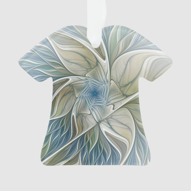 Ornamento Padrão Floral Sonho Abstrato Caqui Azul Fractal (Frente)