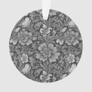Ornamento Padrão Floral Vintage Monocromático