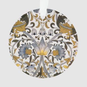 Ornamento Padrão Floral William Morris Lodden: Azul Dourado