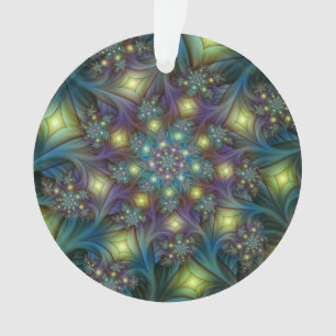 Ornamento Padrão fractal azul roxo moderno iluminado
