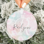 Ornamento Padrão Girly De Pastel Com Glama Rosa<br><div class="desc">Personalize facilmente este padrão bonito de brilho do boque rosa com seu nome personalizado e/ou monograma.</div>