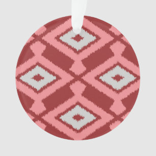 Ornamento Padrão Ikat - Borgonha, Cinza e coral