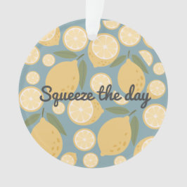 Ornamento Padrão Invisível de Limão Amarelo Personalizável