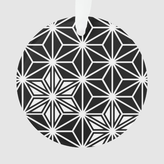 Ornamento Padrão japonês Asanoha - preto e branco (Frente)