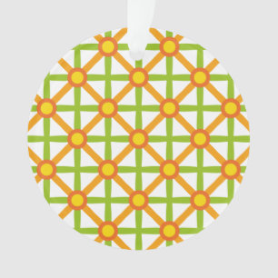 Ornamento Padrão laranja verde e amarelo inspirado no retro