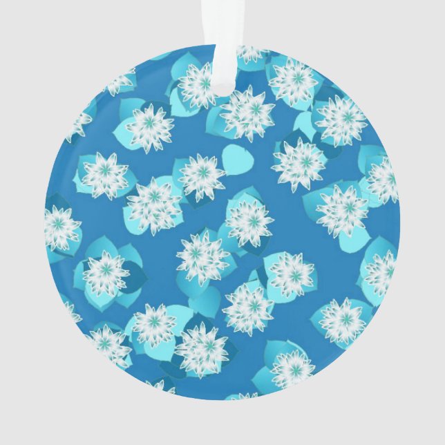 Ornamento Padrão lotus egípcio, cobalto e turquesa (Verso)