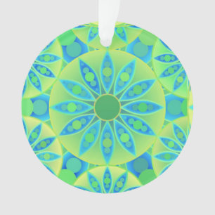 Ornamento Padrão Mandala, turquesa, azul, verde limão