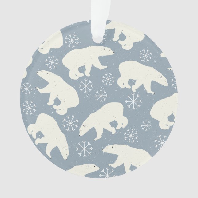 Ornamento Padrão perfeito do Urso Polar de inverno + suas id (Frente)