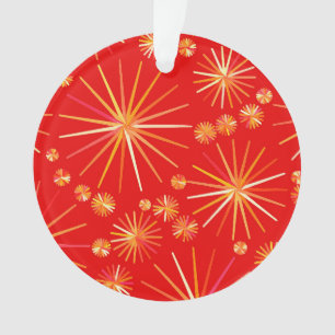 Ornamento Padrão Sputnik do meio século, Vermelho Profundo