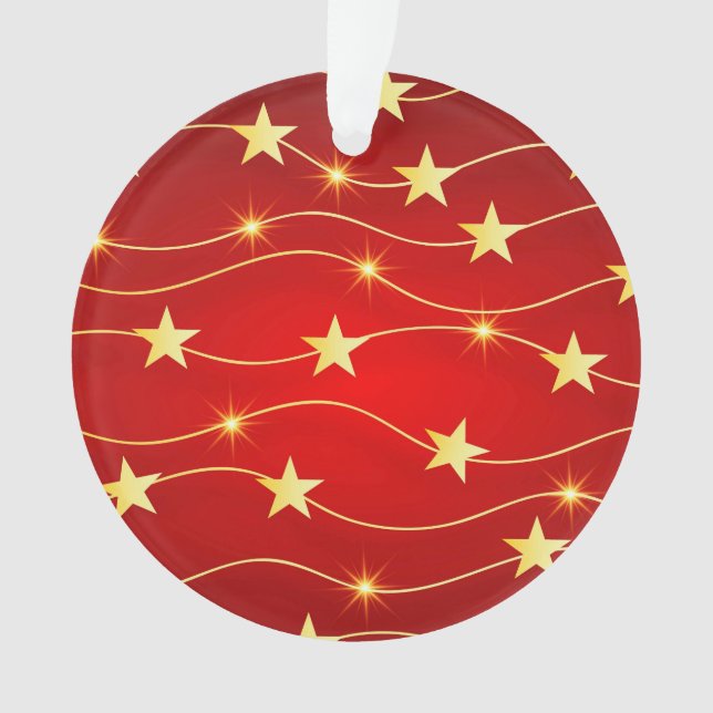 Ornamento Padrão Vermelho Ruby Adorcido da Estrela (Frente)