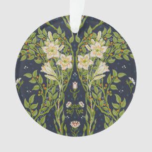 Ornamento Padrão Vintage Navy White Lily de Walter Crane