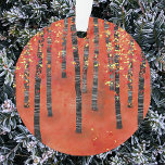 Ornamento Paisagem da Floresta Birch<br><div class="desc">Uma pintura paisagística moderna de uma floresta de pássaros ou aspinheiros no outono,  em tons ricos de vermelho,  laranja e amarelo.</div>