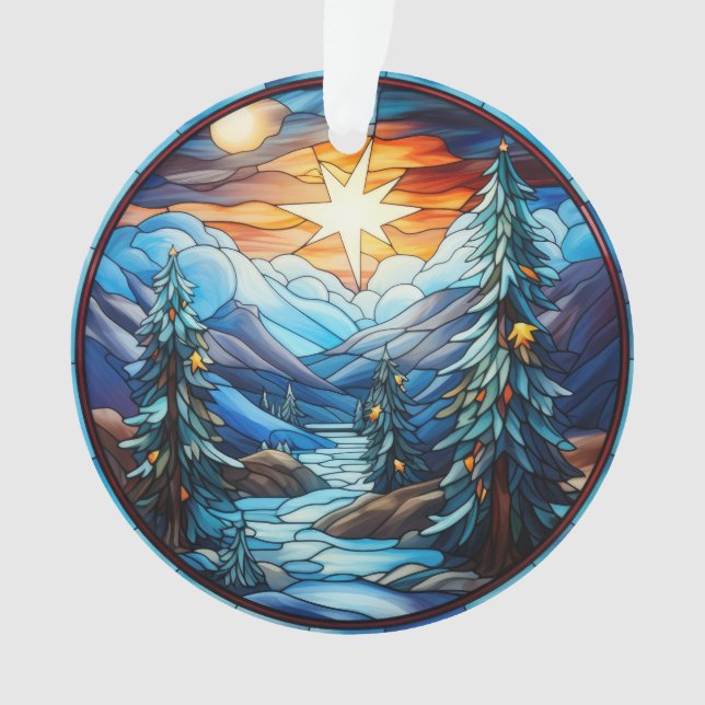 Ornamento Paisagem de Natal de Vidro Armazenado (Frente)