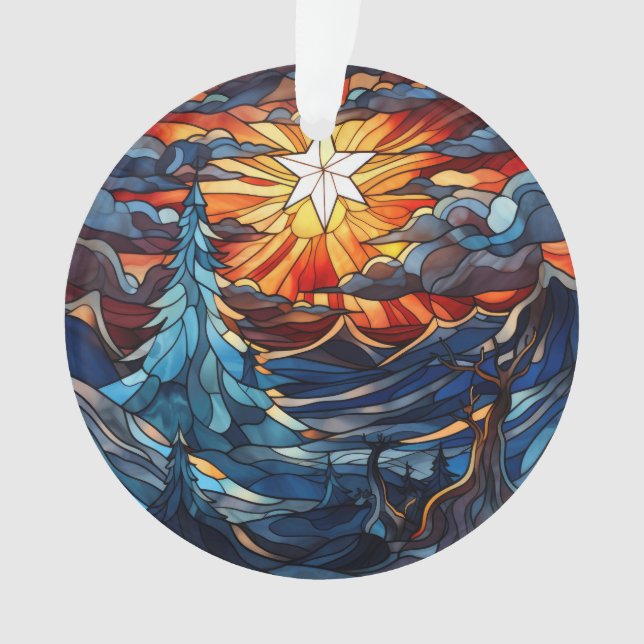 Ornamento Paisagem de Natal de Vidro Armazenado (Frente)