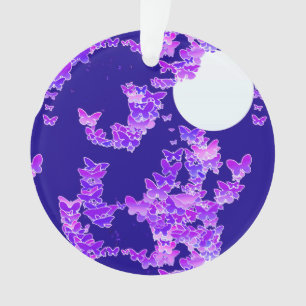 Ornamento Paisagem lunar com borboletas - lilás, azul escuro
