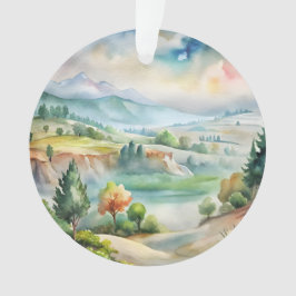 Ornamento Paisagem Montanhosa em Aquarela